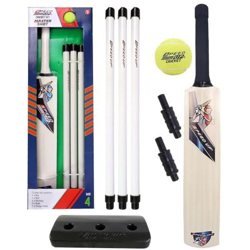 Toyshine Speed Up Master Shot Combo Box Cricket Kit For Kids (Bat Size 4, 5-10 Yrs) Gift Sports Outdoor Toy Boys Girls Picnic (Box Pack)- Sstp, Multicolor