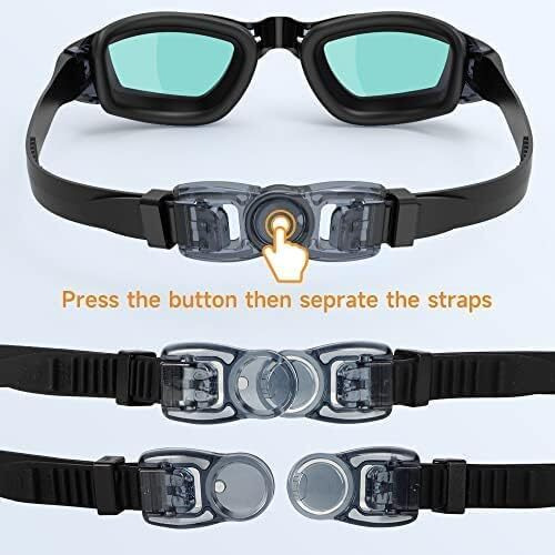 2Buds Anti-Fog & Uv Protection Swimming Goggles For Adult With Adjustable Strap, Free Nose Clip, Ear Plugs