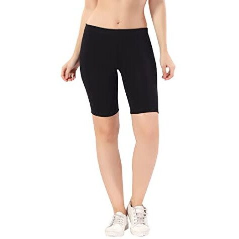 Trasa Women's Cotton Fashion Biker Workout Cycling Shorts, Black - Xl