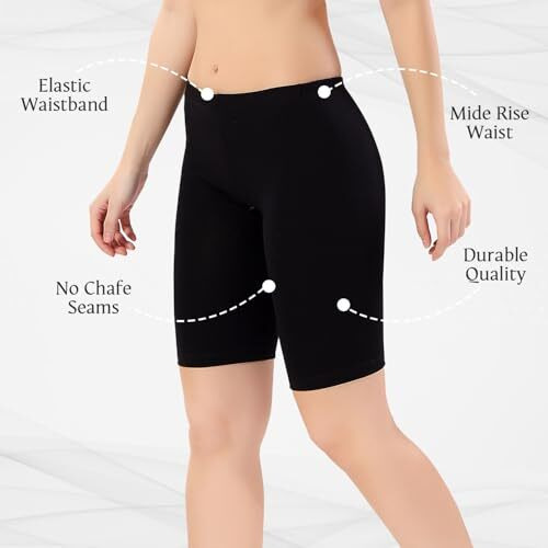 Trasa Women's Cotton Fashion Biker Workout Cycling Shorts, Black - Xl