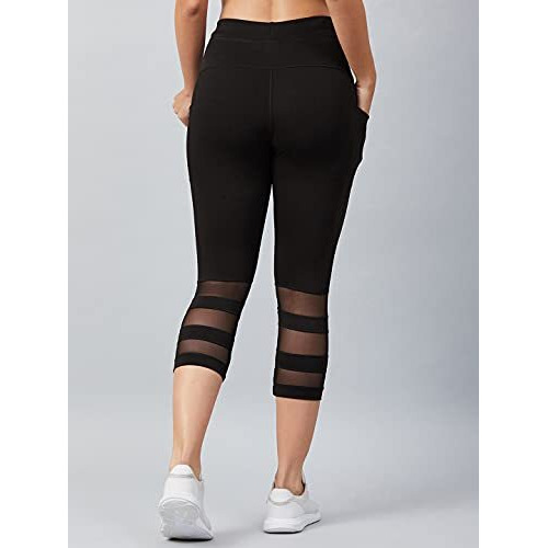 Blinkin Women's 3/4 Gym Wear Skinny Tights For Women With Mesh Insert&Side Pockets  Perfect For Active Wear,Yoga Pants&Workout - The Ultimate Gym Pants For Women&Girls(8160,Color_Black,Size_2Xl)