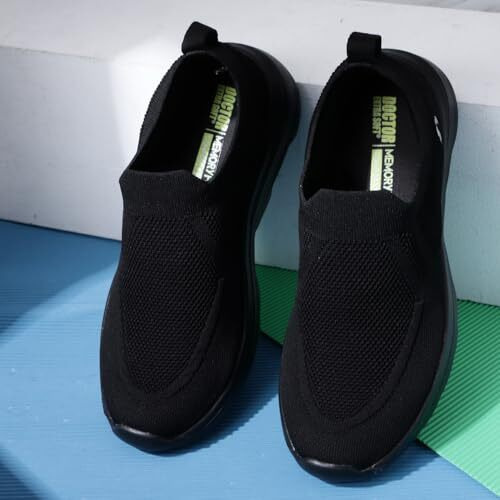 Doctor Extra Soft Men's Sports Shoes With Memory Foam Cushioned Insole|Running Walking Gym Training Jogging |Comfortable & Casual & Lightweight|Slipon Sneaker Gent's Boy's Art-2008,Black,8 Uk