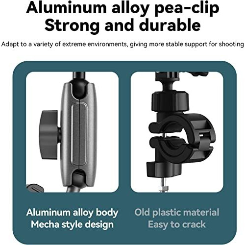 Telesin Camera Clamp Handlebar Bike Mount 360 Double Ballhead Magic Arm With 1/4-20 Thread For Motorcycle Monitor Canon Nikon Dslr/Gopro/Led Lights/Ronin-M/Ronin Mx/Freefly (Clamp)