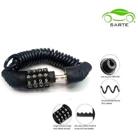 Sarte Multi-Use Lock For Bike, Cycle, Helmet, Luggage, Anti Lock With Advance Cable Wire Lock | Unfinished (Multi)