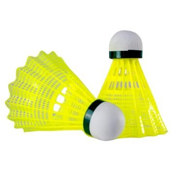Exergy Gold Nylon Shuttlecock With Premium Natural Cork & Super Strong Nylon Skirt - Aerodynamic Design For Stable Flight | Extreme Durability | Near Feather Shuttle Performance (Pack Of 6 - Yellow)
