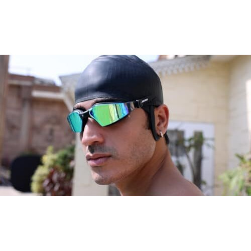 Rovars Unisex Easy Pull Anti-Slip Swimming Cap For Men & Women - Black
