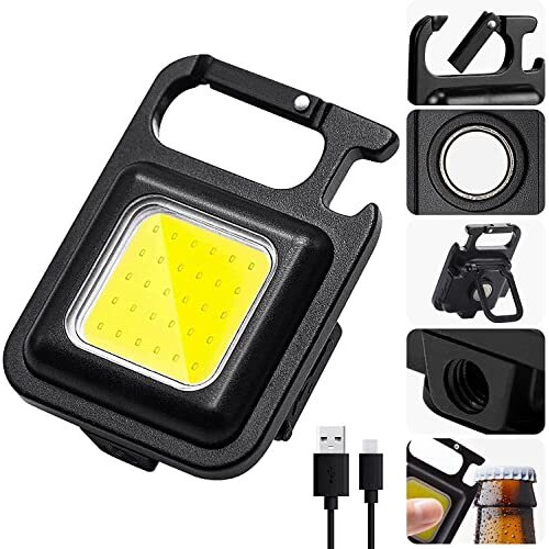 Desidiya 800 Lumen Rechargeable Cob Keychain Work Light With 3 Lighting Modes, Magnetic Base, Keyring Led Torch Keychain Flashlights Mini Work Light For Workshop, Repairing, Emergency
