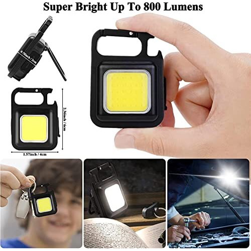 Desidiya 800 Lumen Rechargeable Cob Keychain Work Light With 3 Lighting Modes, Magnetic Base, Keyring Led Torch Keychain Flashlights Mini Work Light For Workshop, Repairing, Emergency