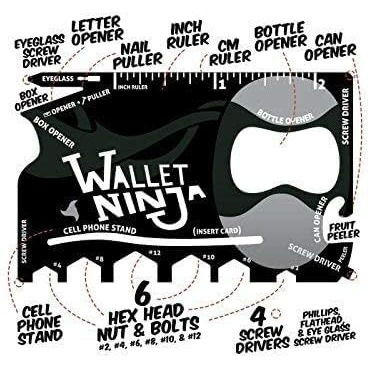 Amigozz Wallet Ninja 18 In 1 Multi-Purpose Credit Card Size Metal Pocket Tool.(1Pc)