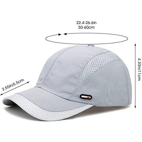 Alexvyan Breathable Net Men Sun Visor Cap Baseball Adjustable Sport Summer Cap For Golf Tennis Cricket Cycling Running Gym Cap- Sun Uv Protection (Light Grey)