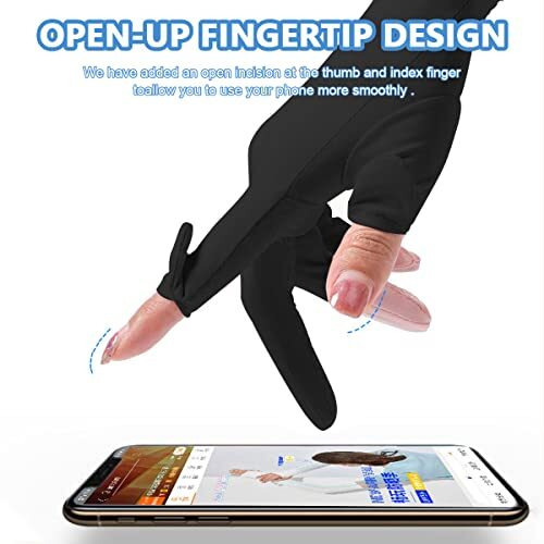 Palay Sun Protection Gloves For Women, Non-Slip Touch Screen Sun Gloves, Breathable Silk Cooling Gloves, Outdoor Full Finger Gloves For Cycling Driving Fishing - Black, Snap Button Closure