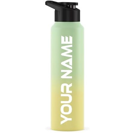 Speedex Stainless Steel Customized Sipper Water Bottles 1 Ltr, Lemon Green Color, Gifts For Men, Women, Boys And Girls, Customized Name Bottle For Birthday Gifts - 1000Ml (Set Of 1)