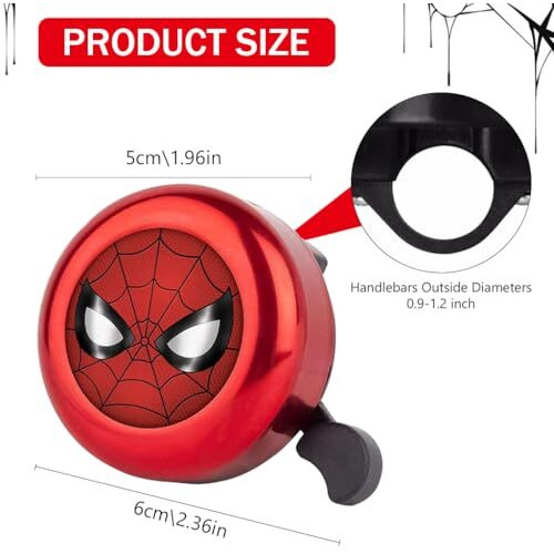 Proberos Kids Bicycle Bell, Red Super Hero Cartoon Bicycle Bell, Lightweight Steel Bicycle Bell, Durable Bell For Cycle, High Decibel Bicycle Bell Warning Bell Universal For 22Mm Tube