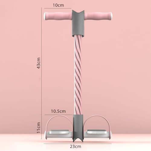Proberos Fitness Tension Rope With Wider Pedal, 6-Tube Elastic Yoga Pedal Puller Resistance Band, Pull Reducer Training Bands, Natural Latex Tension Rope, For Abdomen/Waist/Leg Stretching, Pink