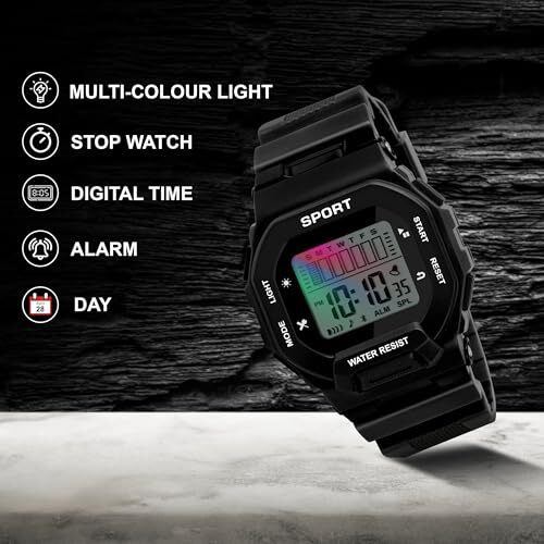 Matrix Sportz Digital Silicone Strap Watch For Boys & Girls (Black)