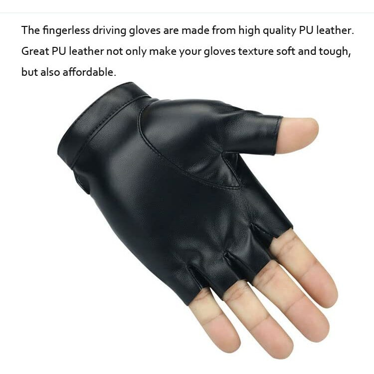 Ketmart Fingerless Driving Gloves Pu Faux Leather Outdoor Sport Half Finger Glove For Men Women (Color-Black, Cycling)