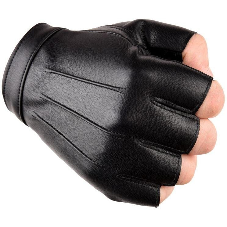 Ketmart Fingerless Driving Gloves Pu Faux Leather Outdoor Sport Half Finger Glove For Men Women (Color-Black, Cycling)