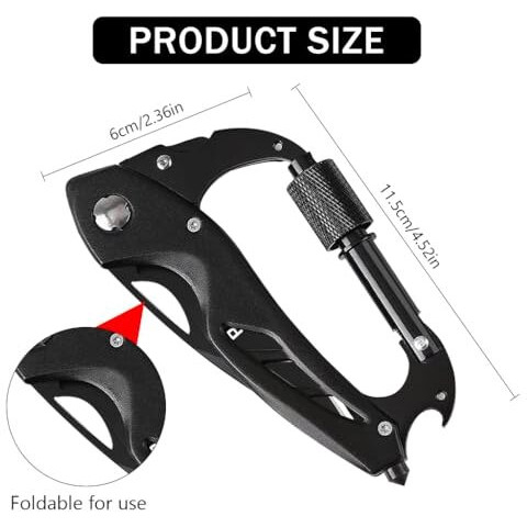 Optifit Multifunctional Carabiner Duty Stainless Steel Carabiner, Portable Multi Tool, Multi Tool For Climbing, Camping, Cycling