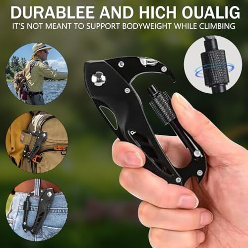 Optifit Multifunctional Carabiner Duty Stainless Steel Carabiner, Portable Multi Tool, Multi Tool For Climbing, Camping, Cycling