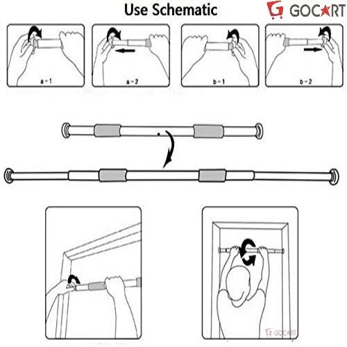 Gocart With G Logo Nonslip Carbon Steel Doorway Gym Bar, Pull-Up Bar For Home, Mountable, Adjustable In Length, (Black, Size 63-95) (Black)