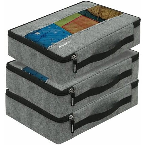 Crasome Packing Cubes For Travel, Travel Organizer For Men & Women, Travel Storage Bag, Travel Organizer, Packing Bag For Clothes Pack Of 3 (Cube1-Grey-Pack3)