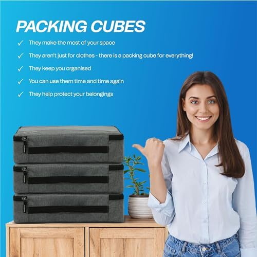 Crasome Packing Cubes For Travel, Travel Organizer For Men & Women, Travel Storage Bag, Travel Organizer, Packing Bag For Clothes Pack Of 3 (Cube1-Grey-Pack3)