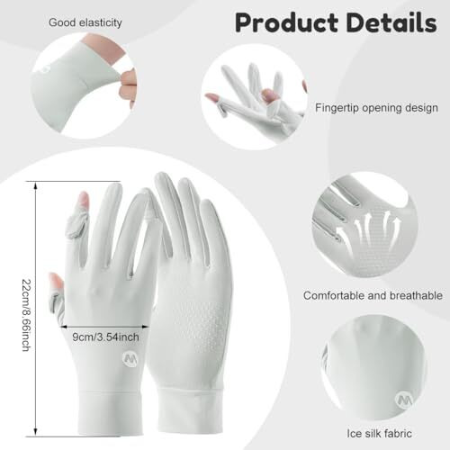 Sannidhi Hand Gloves For Sun Protection Gloves For Women Bike, Upf 50+ Uv Protection Ice Cool Gloves, Breathable Mesh Summer Gloves For Driving, Golfing (Grey)