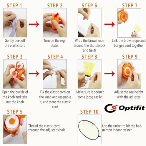 Optifit Indoor Badminton Training Device Kids Indoor Badminton Toy Self-Adhesive Hanging Badminton Training Device Response Training Device With 6 Badmintons And Strings No Badminton Racket