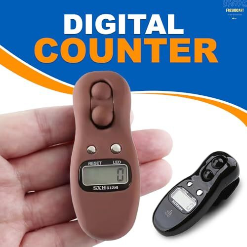 Freshdcart Fdca664 Manual Hand Finger Digital Counting Machine Digital Finger Counter With Large Digital Lcd Display For Activities, Meditation, Mantra Chanting Counting (Brown, Pack Of 1)