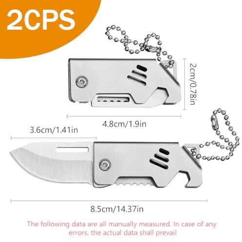 Optifit 2Pcs Box Cutters With Chain Loop Stainless Steel