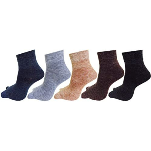 Rc. Royal Class Women's Woolen Ankle Length Multicolored Socks(Pack Of 5 Pairs)(Free Size)