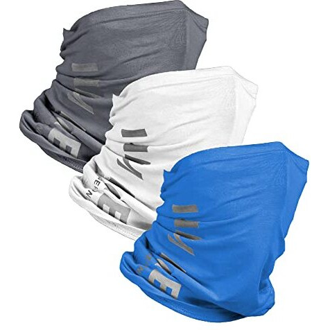 Freecultr Unisex Bamboo Bandana, Anti Microbial Super Soft & Comfort Fit, Breathable Multipurpose Headband, Face Mask For Dust Protection And Sun - Printed Pack Of 3-Charcoal,Pilot Blue,White
