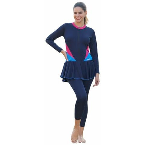 Rovars Female Swimwear One Piece Poly Spandex Padded Full Body Suit (Navy Blue, 3Xl)