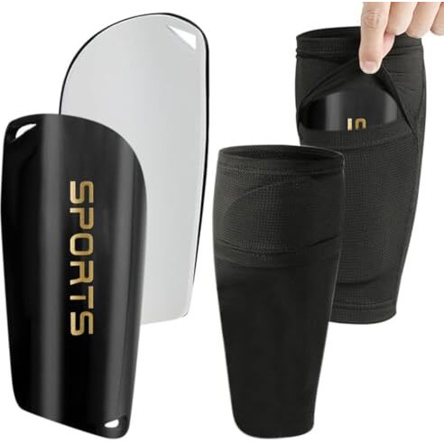Proberos Football Sport Shin Guards Set - Eva Cushioning Shin Guards & Sleeves For Teens & Kids - Soccer, Rugby, Hockey - M