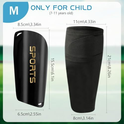 Proberos Football Sport Shin Guards Set - Eva Cushioning Shin Guards & Sleeves For Teens & Kids - Soccer, Rugby, Hockey - M