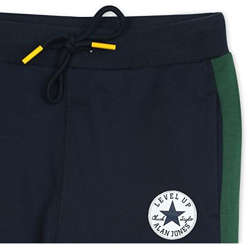 Alan Jones Clothing Boys Solid Cotton High Rise Joggers Track Pant (Navy_15-16 Years)