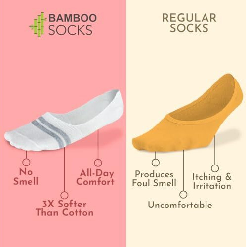 Heelium Bamboo No Show Socks For Men | Odour Free & Breathable | 3X Softer Than Cotton Socks | Low Cut Socks | Size (Uk 6-10)