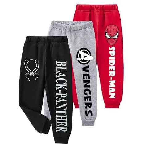 Kuchipoo Boys Regular Fit Mid Rise Track Pants - Pack Of 3 ( Marvel-Low-602, 11-12 Years, Multi-Colored)
