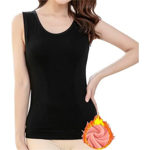 Hsr Womens Thermal Fleece Lined Underwear Tops Camisole Apricot Sexy Stretchy Slim-Fit Tank Top Warm Base Velvet Touch Layer Vest (Free Size) (Bust Size  66 To 90 Cm) Stretchable