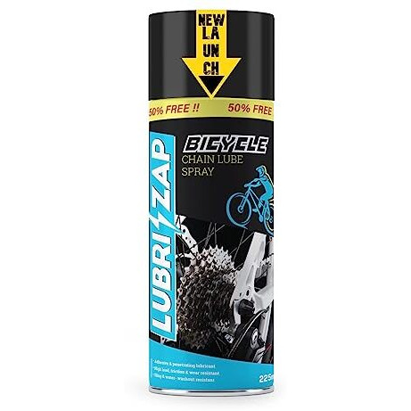 Lubrizap Bicycle Chain Lube Spray | Cycle Chain Lubricant Grease | Wear, Tear, Rust & Corrosion Resistance | Enhanced Bicycle & Bike Performance | Improves Chain Life | 225Ml - Formulation 1X