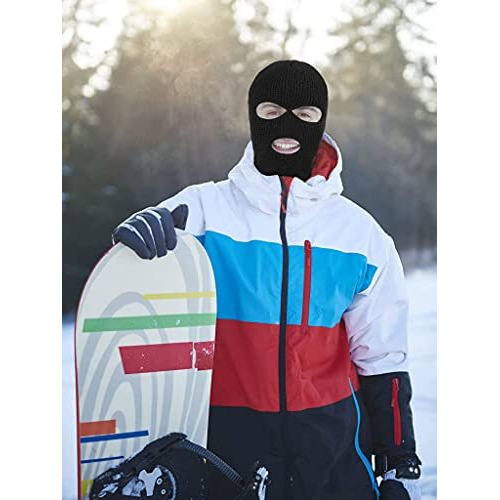 Proberos Full Face Ski Mask For Men Women,Knitted Balaclava Ski Mask Thermal Balaclava For Winter Outdoor Sports Ski Bike,Black,One Size