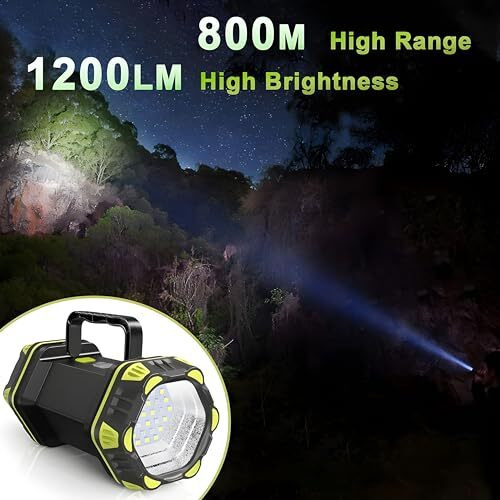 Ghime Torch Light High Power Long Distance Rechargeable Flashlight, 8 Modes Handheld Spotlight For Camping, Waterproof, Emergency Light For Outdoor, Usb Cable Included With Tripod (3 Months Warranty)
