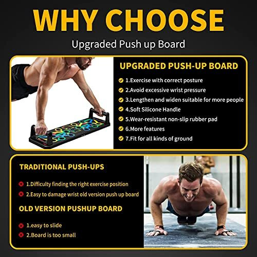 Oddish Way To Fitness Push Up Board System - 15 In 1 Body Building Exercise Tools, Hand Grip, Finger Gripper Combo Pack - Workout Push Up Stands, Training System For Men And Women (Push-Up-Combo)