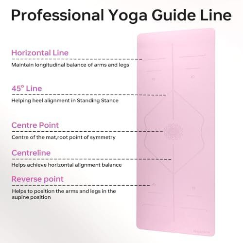 Halohop Yoga Mats For Women Exercise Mat For Home Workout Gym Mat Anti Slip Premium Mat Tpe Material 6Mm Yoga Mat With Guide Align And Carry Strap For Men And Women(72Inches*24Inches *6Mm),Pink
