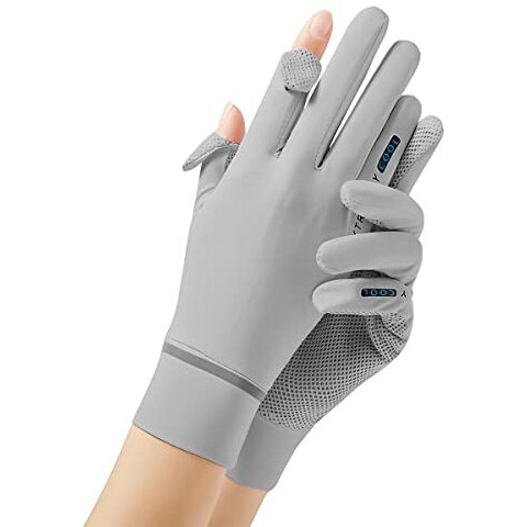 Hasthip WomenS Silk Uv Protection Gloves - Upf 50+ Sun Gloves For Driving, Cycling & Fishing, Non-Slip Touchscreen Grips, Breathable & Lightweight (Grey)