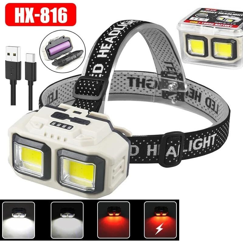 Linist Ultra Bright Waterproof Cree Led Rechargeable Headlamp  Weatherproof Head Torch,Usb Charging, Power Display, And Adjustable Spotlight For Camping, Cycling, Hiking, Caving, And Hunting