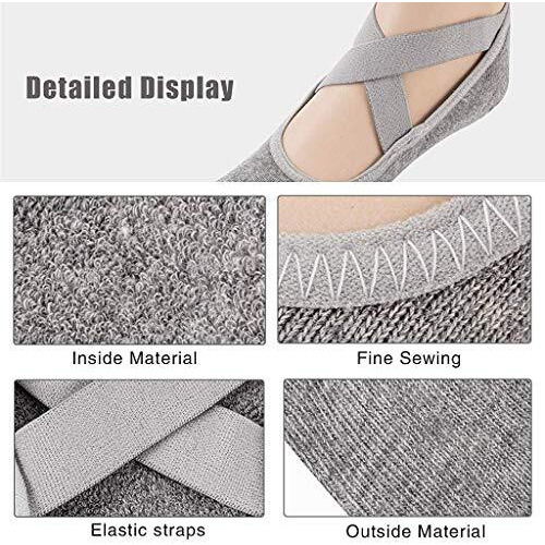 Proberos Women Cotton Yoga Ankle Length Socks Sport Fitness Half Toe Ankle Grip Gym No-Slip Socks For Pilates, Barre, Ballet, Barefoot Workout (2 Pairs-Black,Gray)