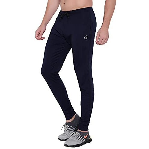 Blue Star Shark Men's Premium Lycra Stretchable Cargo Joggers | Regular Fit, Stylish Track Pants With Pockets | Soft Smooth Feel, Logo On Front, Comfortable Everyday Wear, Navy, Xl