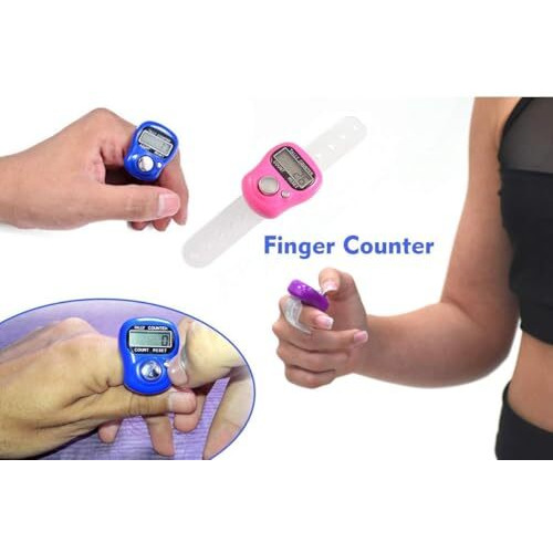 Qeeig Multiuse Finger Counter Portable Hand Finger Ring Counting Machine Digital Head Electronic Tally Counter Jap Counting Device For Mantra Jaap | 11 Cm | Pack Of - 02