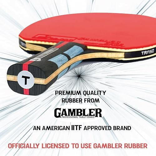 Tanso Black X Blade Table Tennis (Tt) Carbon Racket (Premium Ittf Approved Gambler Rubber, Carbon Ply, Ergonomic Grip Handle, Intermediate To Professional Players)